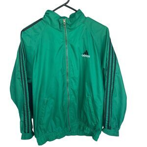 adidas Green Windbreaker with Black Stripes